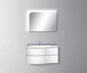 Sinea 1.0 Sinea 1.0 Gäste-Bad Produktübersicht Leuchtspiegel / Mineralguss-Waschtisch inkl. Waschtischunterschrank / Glas-Waschtisch inkl.