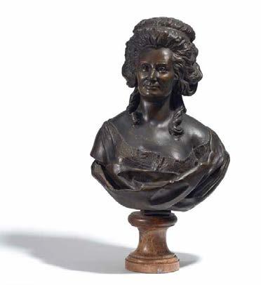 700 1622 BÜSTE EINER VORNEHMEN DAME. BRONZE BUST OF AN ELEGANT LADY. Frankreich. Wohl um 1800. Bronze patiniert.