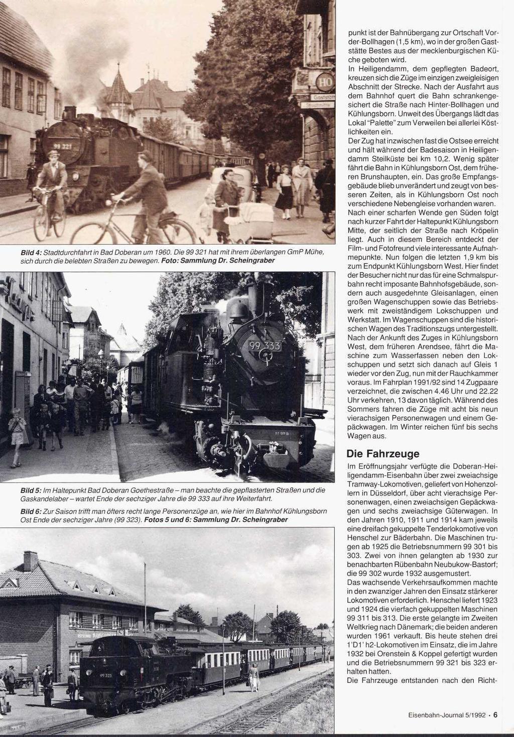 Bild 4: Stadtdurchfahrt in Bad Doberan um 1960. Die 99 321 hat mit ihrem überlangen GmP Mühe, sich durch die belebten Straßen zu bewegen. Foto: Sammlung Dr.