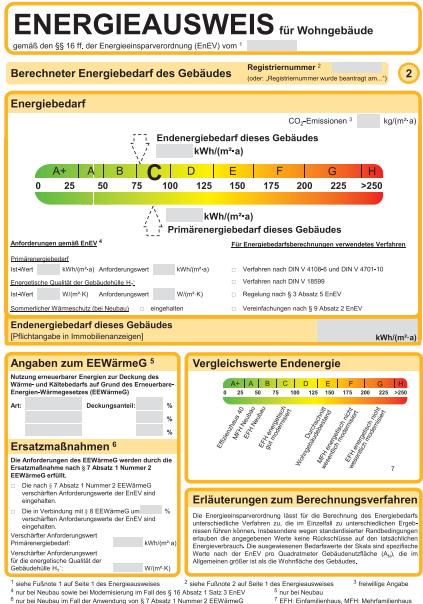 9 / 16 EnEV2014: Energieausweis-Darstellung Energieausweis - Darstellung EnEV-Ausgabe Registriernummer (oder