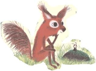 Seite 14 bis 17 Male die Sprechblasen des Eichhörnchens braun und die der Ameise grün an!