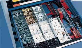 Schubladeneinrichtungen Für Schubladenschränke, Schubladenregale, Montagewagen und Werkbänke (ausgenommen Werkbank modul) Einrichtungssätze sind für Schubladen passend zusammengestellt.