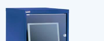 Tablar für Mausablage Monitorfach mit Acrylglas- oder Glasscheibe Ventilator inklusive Filtermatte als Schutz vor Staub und Überhitzung nach IP54 Versorgungsleiste mit Mehrfachsteckdose und