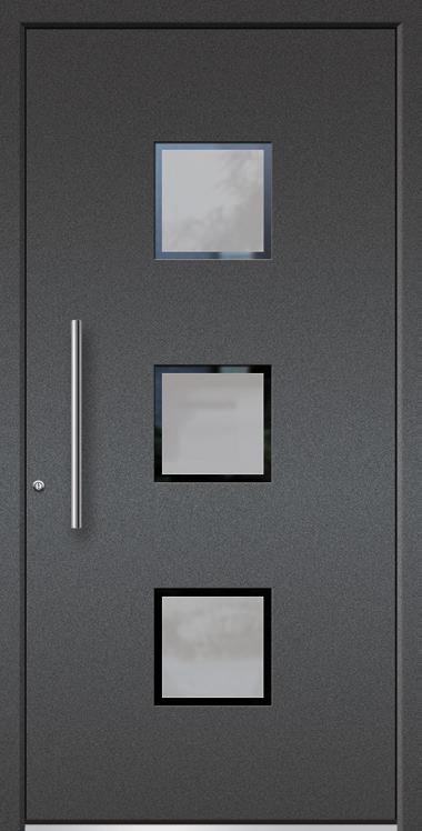 Teilmattierung (PG4), Griff Magic 600 mm, Edelstahl matt auf Füllung montiert (PG 0) Laguna, in den Türflügel