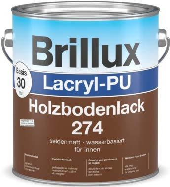 Praxismerkblatt Lacryl-PU Holzbodenlack 274 wasserbasiert, geruchsarm, PU-verstärkt, seidenmatt, für innen Anwendungsbereich Eigenschaften Für hochwertige und widerstandsfähige, deckende