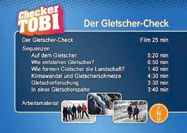 Zum Inhalt Der Gletscher-Check (Film 25 min) Bei einem Flug mit dem Helikopter auf den mächtigen Theodul-Gletscher in den Schweizer Alpen erlebt Tobi hautnah, wie beeindruckend diese