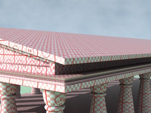 3. Modellierung eines Tempels Abbildung 3.2.: Nahaufnahme des Tempeldachs mit dem Rahmen. Insgesamt 12 Säulen sind schließlich vorhanden.