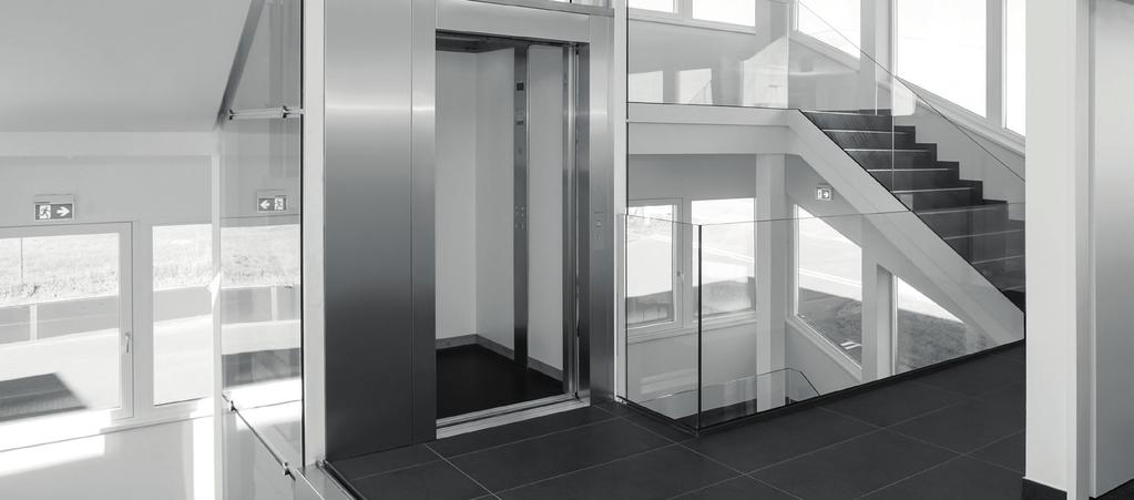 Moderne Aufzugssteuerung Aufgrund der kompakten Bauweise ist der extra schmale Schaltschrank im Rahmen der Aufzugstür integriert und ermöglicht die