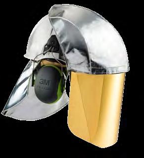 Der Stirnschutz reflektiert die Hitze, mindert die Hitzebelastung für den Träger und verlängert somit die Lebensdauer des Helms, da die Hitze nicht durchdringen kann.