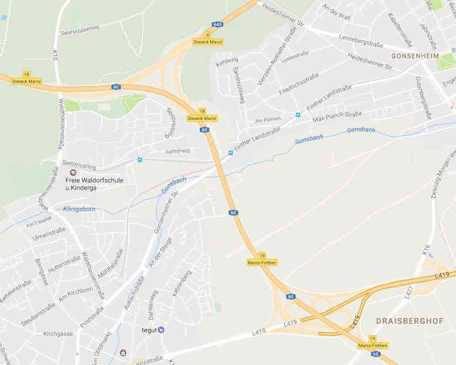 Abschnitt AD Mainz AS Mainz-Finthen Autobahndreieck Mainz Autobahnanschlussstelle