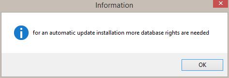 For an automatic update installation more database rights are needed Wenn Sie diese Fehlermeldung erhalten, fehlen