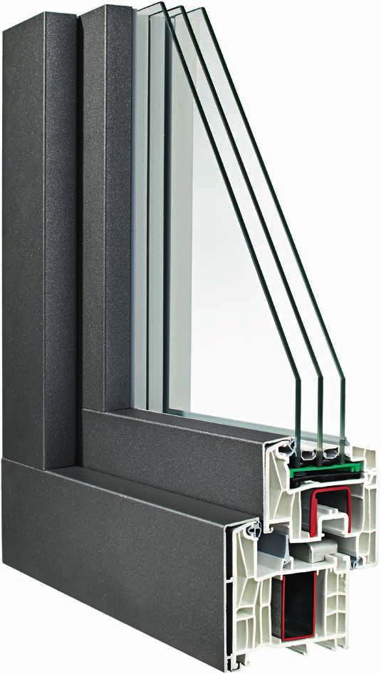 Fenstersystem HABITAN-SYNEGO MD MIt Aluminium-vorsatzschale 8 technische MerkmalE Uf bis 0,94 W/m²K Uw bis 0,7 W/m2K möglich Modernste Fenstertechnik verbunden mit edler Optik.