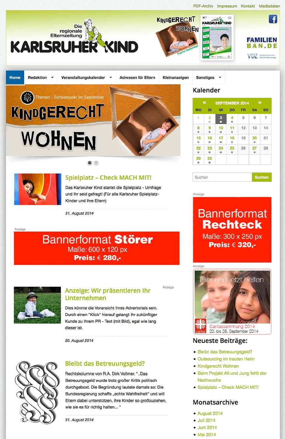 Ihre Werbung in unserer Online-Ausgabe Bannerformat Störer Maße: 600 x 120 px Preis 280,00 EUR zzgl. Mwst.