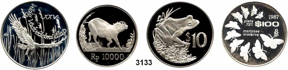 ..Polierte Platte 100,- 3133 LOT von 24 Silbermünzen aus aller Welt (jeweils mit Tiermotiv) 25 Jahre World Wildlife Fund.