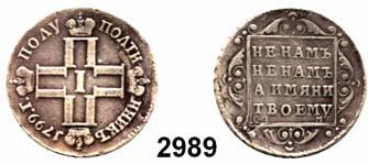 ... Sehr schön 100,- 2987 1 Kopeke 1798 (Cu) EM, Katharinenburg. 9,57 g. Bitkin 122.