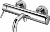 Exposed single lever tub and shower mixer with integrated automatic diverter, without hand shower assembly, flow rate at 3 bars: 21 l/min.