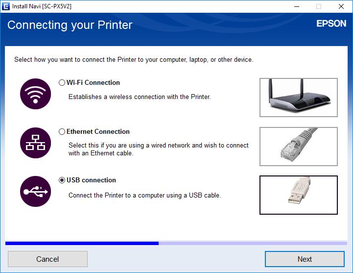 Druckers (Wi-Fi, Ethernet oder USB)