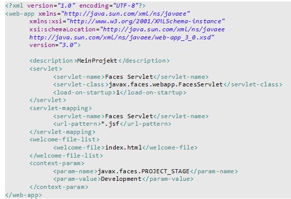 2.3 JSF - Konfigurationsdateien Die Deployment-Descriptor ist die wichtigste Konfigurationsdatei und wird als web.xml im Ordner /WEB-INF abgelegt.
