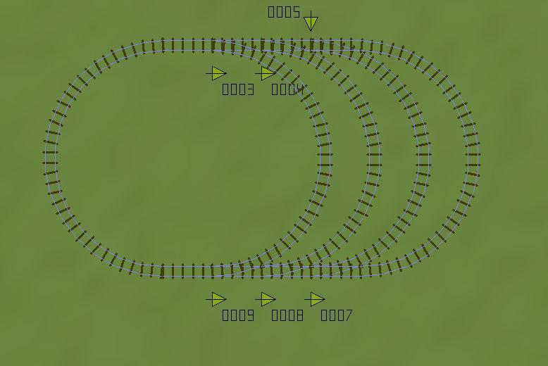 So sieht unser Schaltkreis aus. und so ist seine Belegung: Jedes Gleis erhält also eine eigene Schaltschleife.