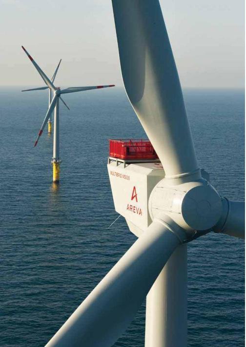 ZUKUNFTSMARKT OFFSHORE-WINDKRAFT Im Vergleich zur Onshore-Windenergie steht die Offshore-Branche noch am Anfang.