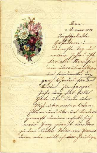 Geburtstage Brief zum Jahreswechsel 19 Geschrieben vom 12jährigen Eduard Brücker, Damm 1. Januar 1899 (er starb während des 1. Weltkriegs im Alter von 29 Jahren) Damm, 1.