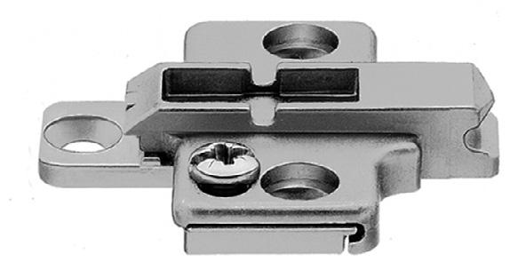 Kreuzmontageplatte 175H71, zweiteilig Material: Zink, vernickelt Montage mit Spanplattenschrauben Ø,5 und 4 Mit