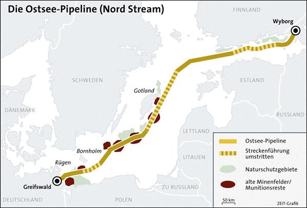 Baltic Sea Pipeline 2010 soll die Ostsee-Pipeline fertig werden und mindestens fünf Milliarden Euro kosten. Sie soll das neu zu erschließende nordrussische Stockmann- Gasfeld mit Westeuropa verbinden.