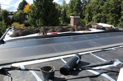 erhöhte Durchbiegungen der Dachdecke in Feldmitte zwischen den Auflagern - dadurch verstärkte Pfützenbildung möglich bei Sanierung zusätzliche Kosten durch erforderlichen Schutzvlies / Schutzlage