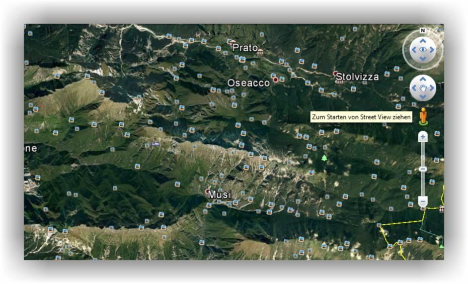 Automatisch auf das Google Earth um. 4.) jetzt das STREET VIEW Logo holen... 5.) 6.
