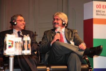 Dr. Christoph Grabmayr mit Firmenvertreter 6. Business-Talk Konjunktur Motor Export. (.v.r.)