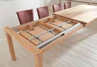 Tischverlängerungen sind möglich praktischen, integrierten Klappeinlagen in 45 cm, 60 cm, 70 cm, 100 cm und 2 x 49 cm.