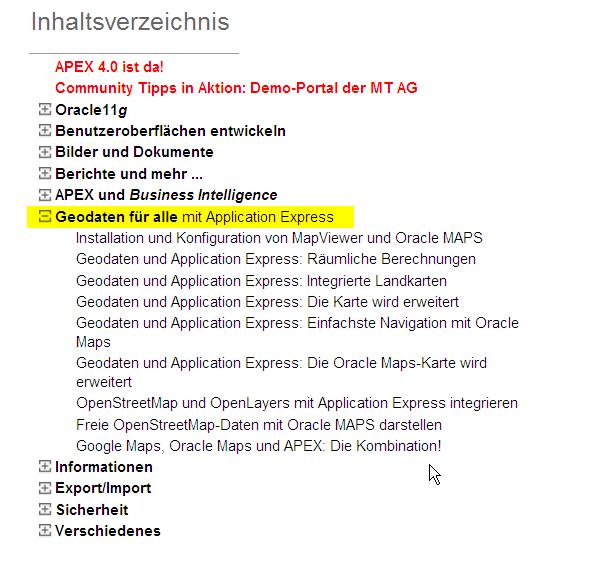 Oracle Geodaten-Tutorial Geodaten und Application Express