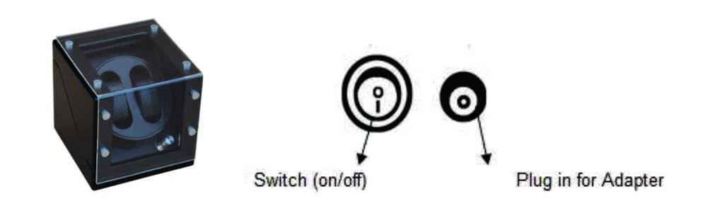 Operation A. Switch and plug diagram behind your watch winder. B. Battery remove the battery cover on the bottom of the unit, and attach 2pcs Size D 1.