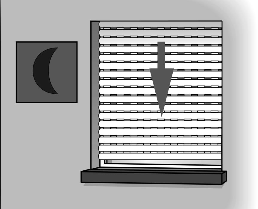 18.3 Abenddämmerungsautomatik; Kurzbeschreibung ie Abenddämmerungsautomatik bewirkt ein automatisches Schließen des Rollladens bis zum unteren Endpunkt oder bis zur eingestellten Lüftungsposition.