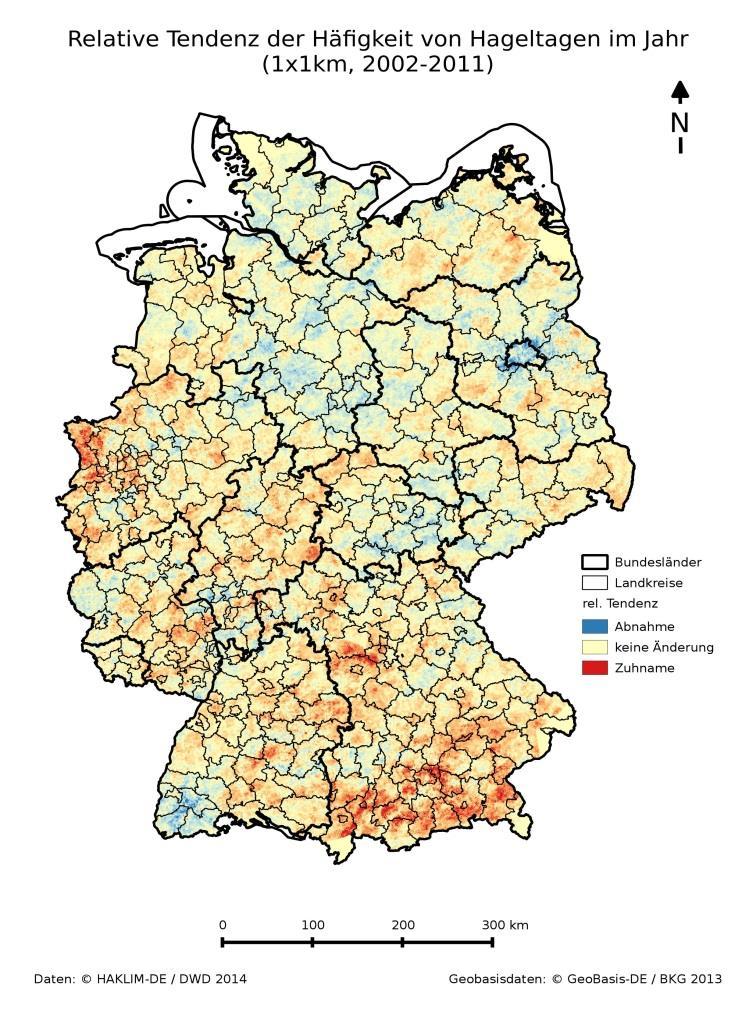 Beobachtungen Hitze Beobachtungen: 2002-2011 Hagel Starkregen verbreitet Zunahme von Hagelereignissen im Beobachtungszeitraum * Sturm Trockenperioden Hagel