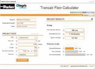 500 m 1 000 m Länge der Leitung (m) Transair Flow Calculator das praktische Hilfsmittel zur richtigen Dimensionierung Ihrer Rohrleitung benutzerfreundliches Hilfsmittel.