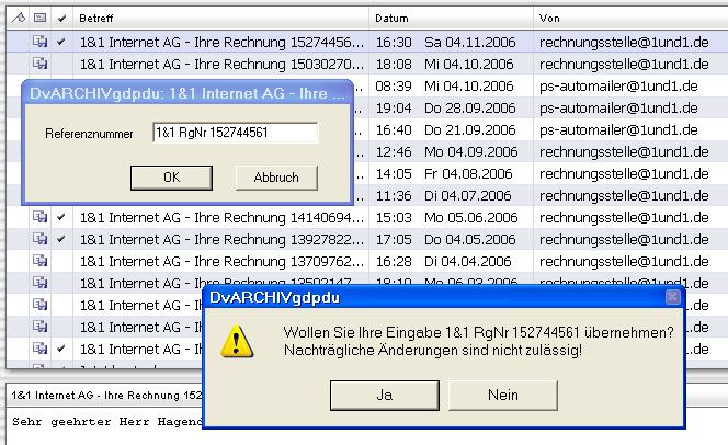 DvARCHIVpersonal um eine weitere Funktion zur Verknüpfung eines eindeutigen Indexes mit bestimmten Nachrichten und die