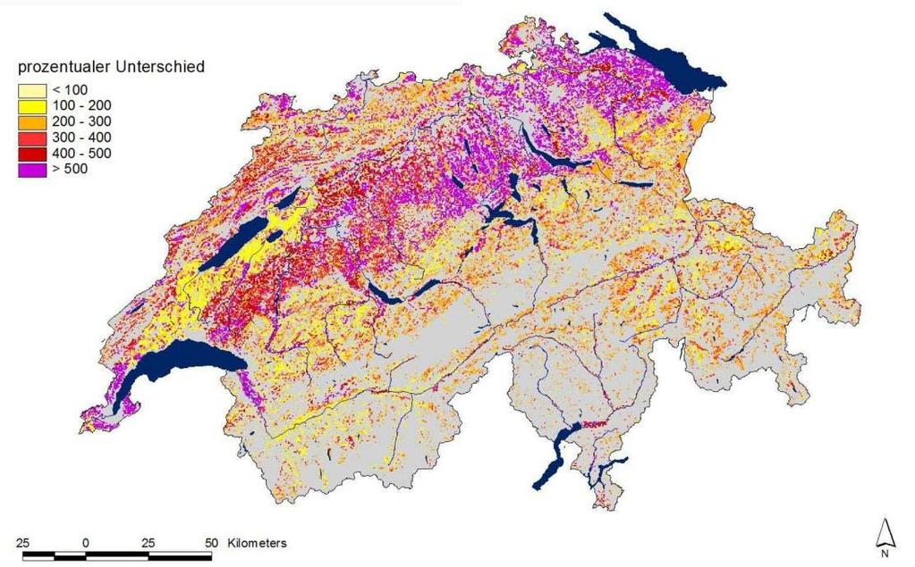 Wasserbedarf in Trockenjahren Mittlere saisonale Bewässerungsmenge für 10 % der Jahre mit höchstem Bedarf 1980-2006 Fuhrer,J.