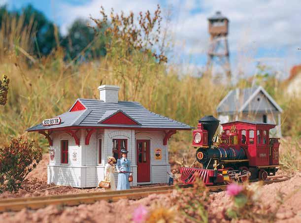 462228 Red River Station This realisticly weathered building can be easily disassembled and is equipped with opening doors. We recommend the set of baseplates #62005 to enhance the model (1 set).