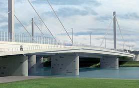 Donauraum für Autofahrer beizubehalten. Die Überhöhung der Hohlkastenbrücke dient auch als Sockel für die Lärmschutzwand.