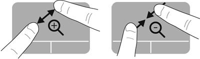 HINWEIS: HINWEIS: Die Bildlaufgeschwindigkeit hängt von der Bewegungsgeschwindigkeit der Finger ab. Die Funktion Bildlauf mit zwei Fingern ist werksseitig aktiviert.