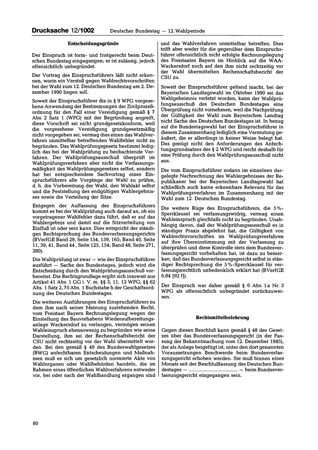 Drucksache 12/1002 Deutscher Bundestag 12.