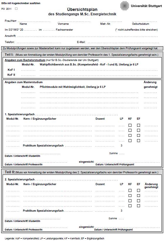 Prüfungsausschuss M.Sc. Energietechnik Vorsitz: Prof. Dr.