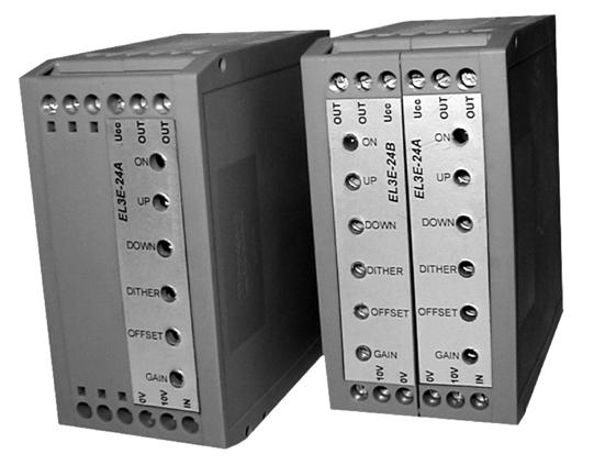 Analoge Steuerungselektronik, extern EL3E Montage auf Normschiene nach D 50022 EL3E24A Technische Eigenschaften EL3E24AB Analoge Elektronikeinheit zur Steuerung von modularen, magnetbetätigten