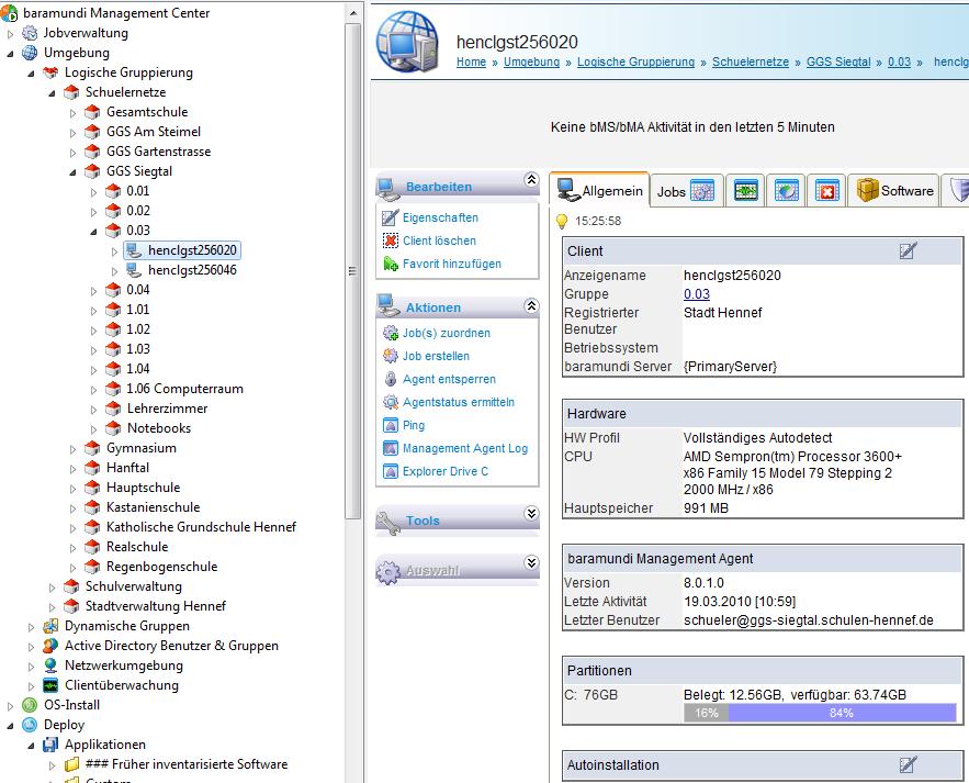 Service: Client-Management-System Funktionen Aut. PC-Installation Aut. SW-Verteilung 1 Klick für 1.