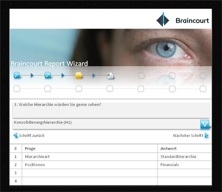 Abb. 4: Reportwizard Anwenderoberfläche Durch die erweiterte Integration von Excel in SAP BW konnten Planungsanwendungen realisiert werden, welche bereits Jahre vor dem Erscheinen von SAP BI- IP (BI