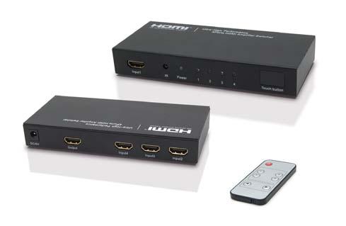 Abgeschirmter Umschalter für Video Verbindungen von hohe Auflösung Ideal für die Verbindung der Geräte mit HDMI Ausgang (sowohl für Bildschirmkarten als auch für DVD-Player geeignet) Mit LED-Anzeigen