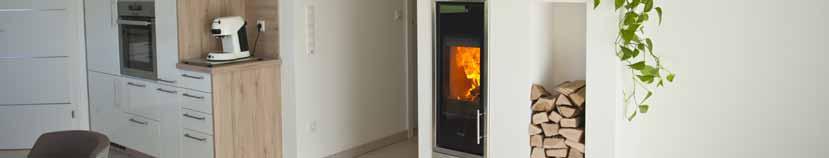 Durch die konzentrische Anordnung von Luftschacht und Abgaszug wird die Verbrennungsluft auf ihrem Weg von außen zur Feuerstätte vorgewärmt.