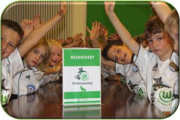 Erlebnisspieltag Inhalte Erlebnisspieltag: Teilnehmen können alle Mädchen und Jungen zwischen sechs und 13 Jahren*. Erlebe einen ganz besonderen Tag mit deinem VfL Wolfsburg.