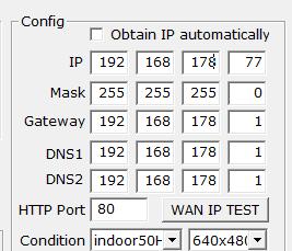 Die Informationen in den Feldern Mask, Gateway und DNS1 übertragen Sie aber bitte in entsprechenden Felder in unserem IP-Konfigurationsfeld Config.
